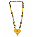 Traditional Bridal Mangalsutra Necklace with Black Beads and Ornate Pendant