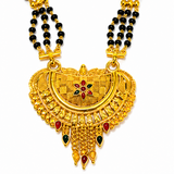 Traditional Bridal Mangalsutra Necklace with Black Beads and Ornate Pendant