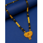 Traditional Bridal Mangalsutra Necklace with Black Beads and Ornate Pendant