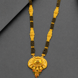Traditional Black Bead Mangalsutra with Antique Floral Designer Pendant for Women