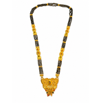 Traditional Long Black Bead Mangalsutra for Women with Royal Antique Designer