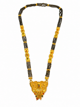 Traditional Long Black Bead Mangalsutra for Women with Royal Antique Designer