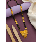 Traditional Long Black Bead Mangalsutra for Women with Royal Antique Designer
