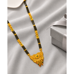 Traditional Long Black Bead Mangalsutra for Women with Royal Antique Designer