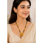 Traditional Long Black Bead Mangalsutra for Women with Royal Antique Designer