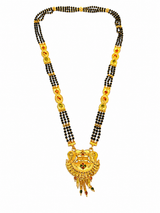 Traditional Long Black Bead Mangalsutra for Women with Heritage Multicolor Designer