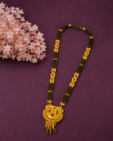 Traditional Long Black Bead Mangalsutra for Women with Heritage Multicolor Designer