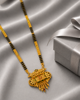 Traditional Long Black Bead Mangalsutra for Women with Intricate Heritage Designer