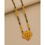 Traditional Long Black Bead Mangalsutra for Women with Intricate Heritage Designer