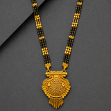 Traditional Long Black Bead Mangalsutra for Women with Royal Peacock Designer