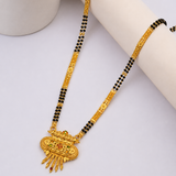 Traditional Antique Gold-Tone Black Bead Mangalsutra for Women