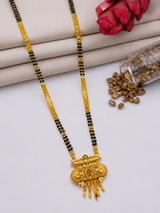 Traditional Antique Gold-Tone Black Bead Mangalsutra for Women