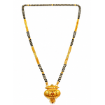 Traditional Royal Black Bead Mangalsutra for Women with Intricate Antique Temple Pendant