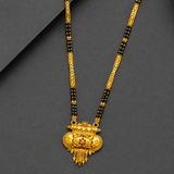 Traditional Royal Black Bead Mangalsutra for Women with Intricate Antique Temple Pendant