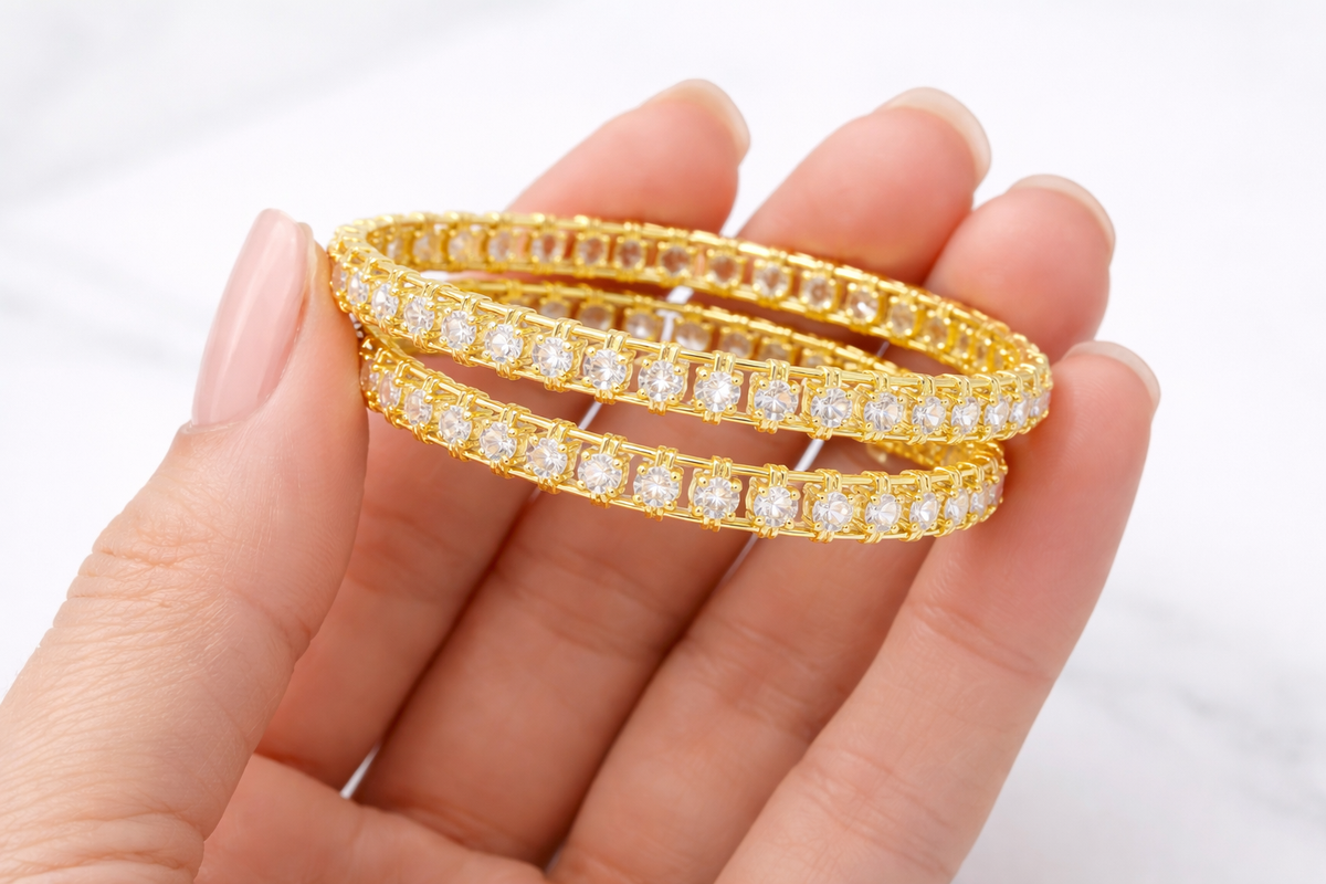 NXGOLD Trendy Stone Studded Bangles For Women