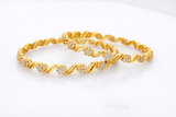 NXGOLD Designer Floral White Stone Bangles For Women