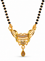 Women's Traditional Black Bead Mangalsutra with CZ Stone Pendant