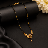 Women's Traditional Black Bead Mangalsutra with CZ Stone Pendant