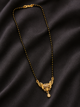 Women's Traditional Black Bead Mangalsutra with CZ Stone Pendant
