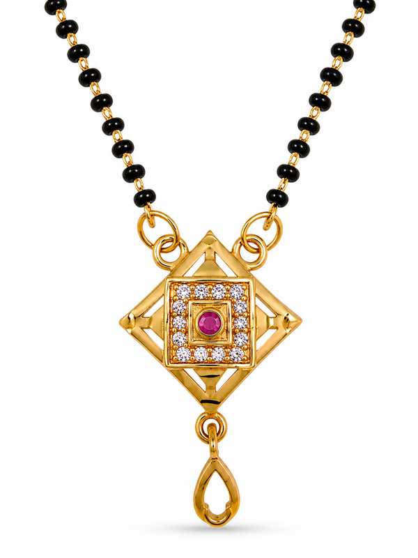 Designer Square Ruby CZ Stone Mangalsutra for Women