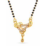 Premium CZ Triangle Pendant Mangalsutra with Black Beads Necklace