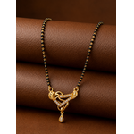 Premium CZ Triangle Pendant Mangalsutra with Black Beads Necklace