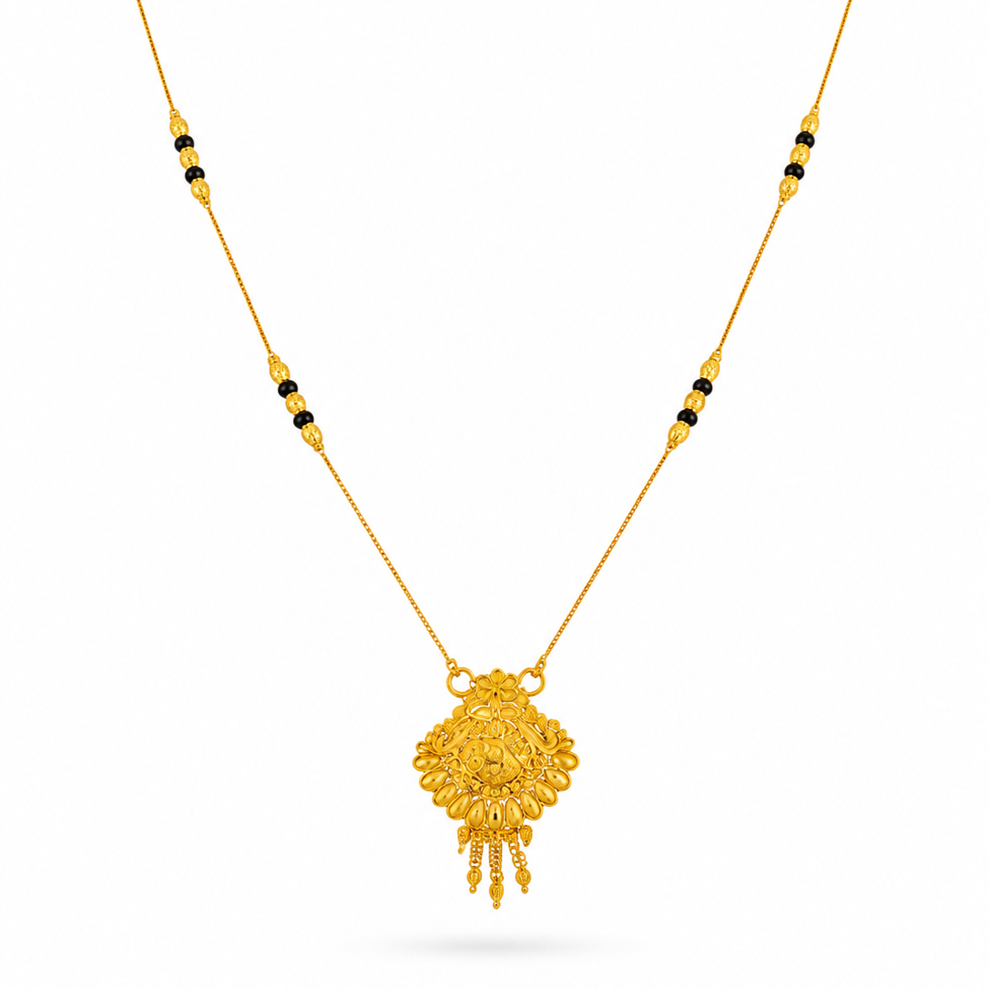 Traditional Mangalsutra with Black Beads & Heritage Pendant