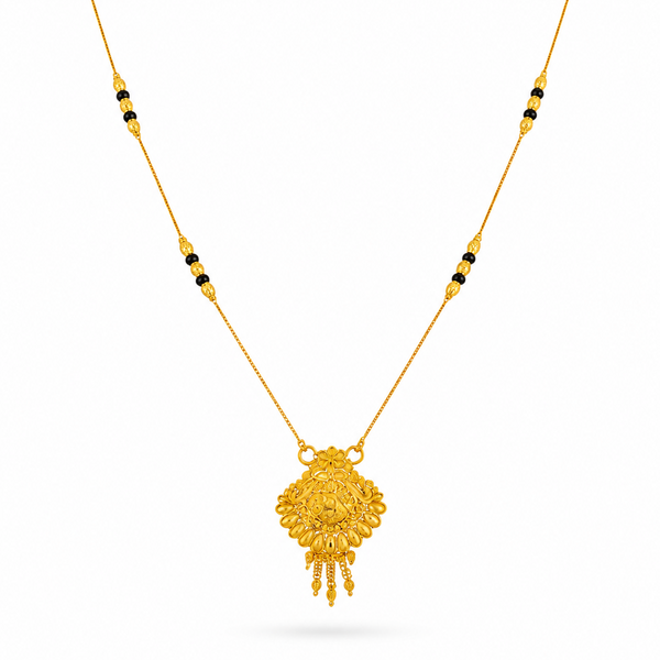 Traditional Mangalsutra with Black Beads & Heritage Pendant