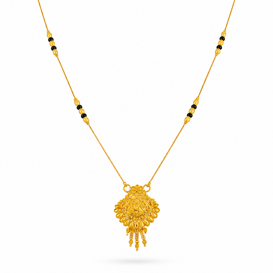 Traditional Mangalsutra with Black Beads & Heritage Pendant