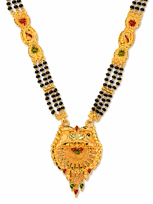 Ethnic Mangalsutra with Intricate Floral Temple Pendant