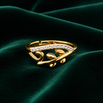 NXGOLD Nature Inspired Leaf Open Ring with Cubic Zirconia