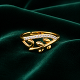 NXGOLD Nature Inspired Leaf Open Ring with Cubic Zirconia