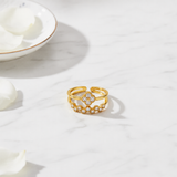 Designer Double Layer Floral CZ Ring for Women
