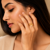 Trendy Snake Style Adjustable Ring with Crystal CZ Stone