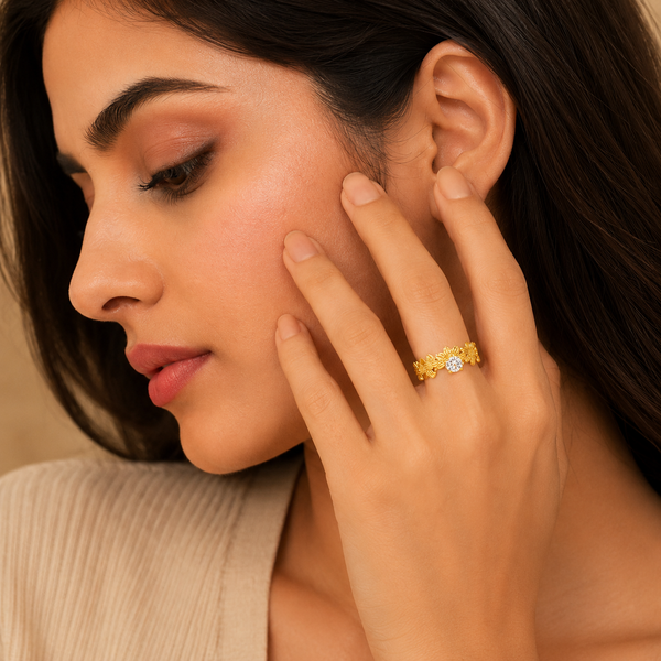 Luxury Flower Blossom Adjustable Ring with Sparkling CZ for Women