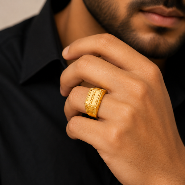NXGOLD Royal Heritage Geometric Statement Ring for Men