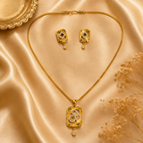 Radiant Square CZ Pendant Necklace Set