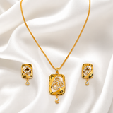 Radiant Square CZ Pendant Necklace Set