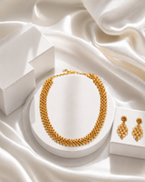 NXGOLD Premium Gold Beaded Choker Necklace Set with Matching Earrings