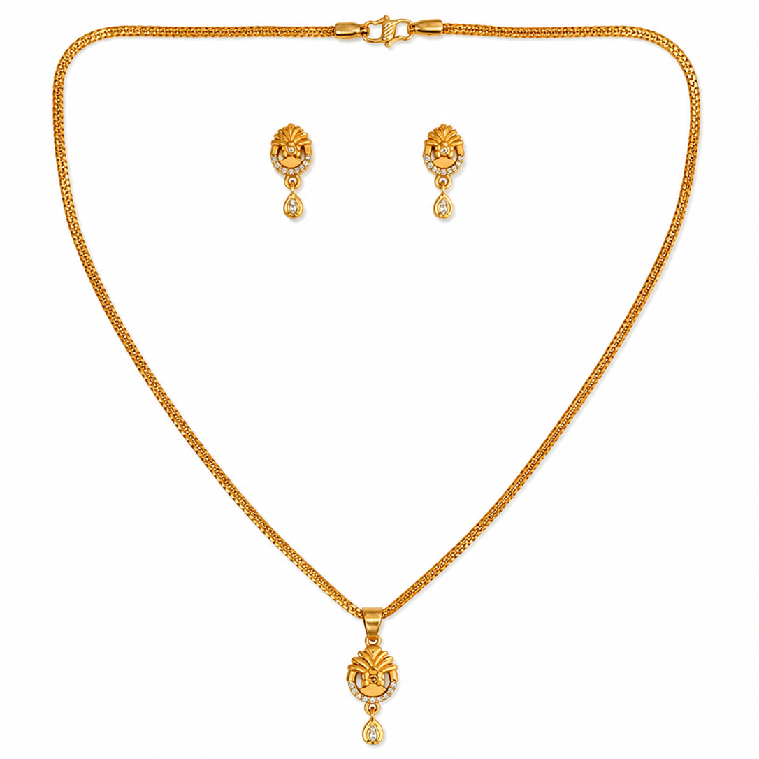 NXGOLD Timeless Floral CZ Pendant Necklace set