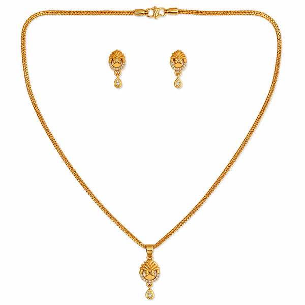 NXGOLD Timeless Floral CZ Pendant Necklace set
