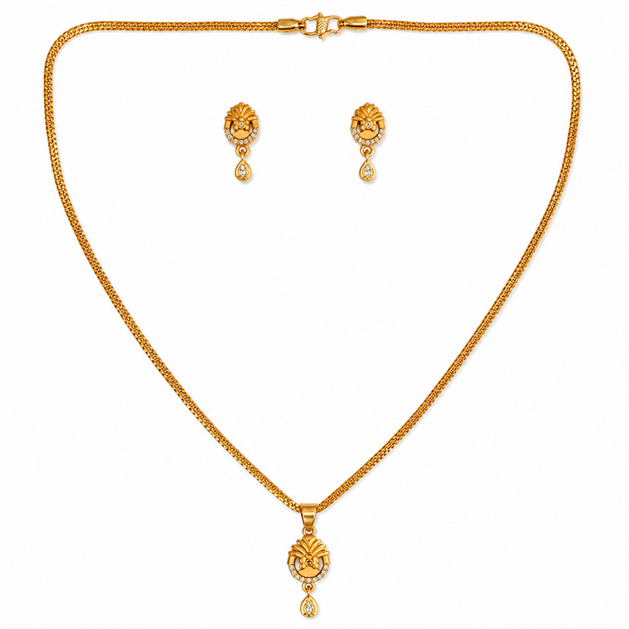 NXGOLD Timeless Floral CZ Pendant Necklace set