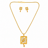 NXGOLD Premium Square Leaf Pendant Necklace & Earrings Set