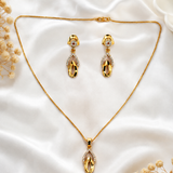 NXGOLD Finish Teardrop Pendant Necklace & Earrings Set for Women