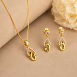 NXGOLD Finish Teardrop Pendant Necklace & Earrings Set for Women