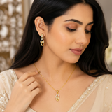 NXGOLD Finish Teardrop Pendant Necklace & Earrings Set for Women
