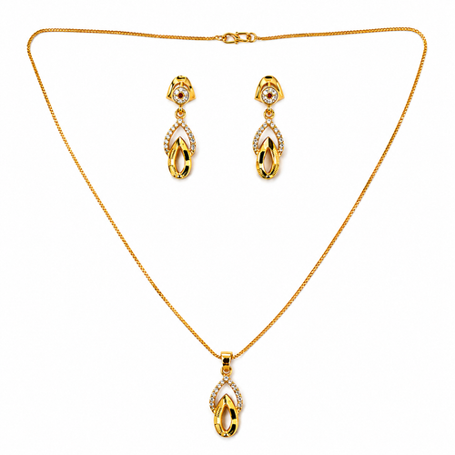 NXGOLD Finish Teardrop Pendant Necklace & Earrings Set for Women