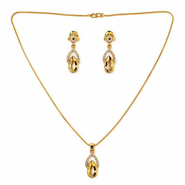 NXGOLD Finish Teardrop Pendant Necklace & Earrings Set for Women