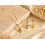 NXGOLD Finish Teardrop Pendant Necklace & Earrings Set for Women