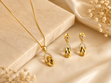 NXGOLD Finish Teardrop Pendant Necklace & Earrings Set for Women